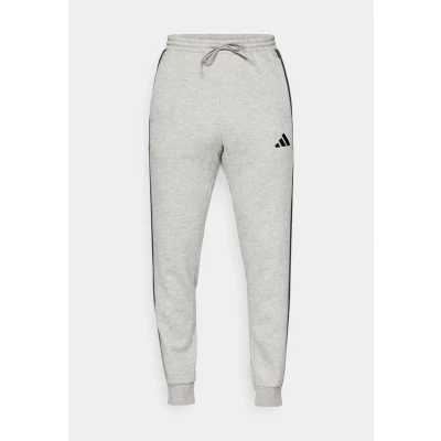 Image of adidas Men&#039;s Essential Three Stripes Fleece Pant, Medium Grey Heather/Black, L