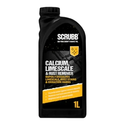 Image of SCRUBB Calcium, Limescale &amp; Rust Remover, Stain Oxidation Mark Dissolver, Metal Brightener, Multi Purpose, Inhibitor, 1Ltr