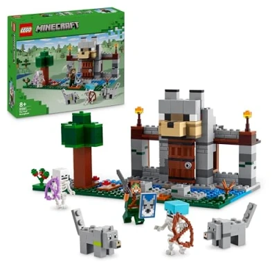 Image of LEGO Minecraft The Wolf Stronghold Fortress Set, Building Toy for 8 Plus Year Old boys &amp; Girls, Incudes Crafting Table, 2 Skeleton and Figures Castle Action, Birthday Gift Kids 21261