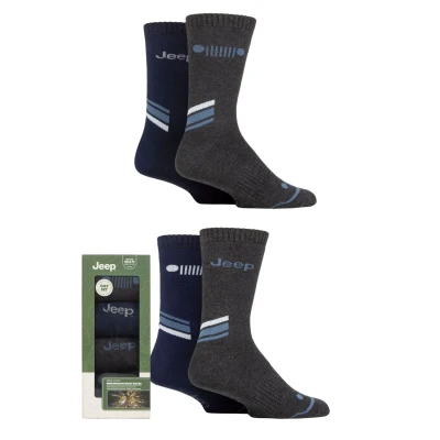 Image of Mens 4 Pair Jeep Performance Poly Gift Boxed Boot Socks Navy 6 11