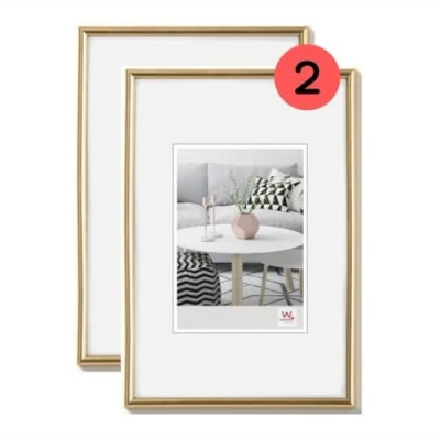 Image of walther design KG520HD Galeria Picture Frame, Gold, 15 x 20 cm, Pack of 2, Plastic Frame
