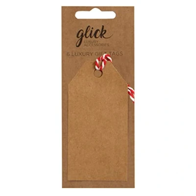 Image of Glick Christmas Tags, Gift Tags for Christmas, Plain with Lots of Space Your own Message, Kraft x 6, Brown