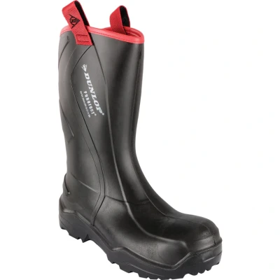 Image of Dunlop Mens Purofort+ Rugged Full Safety Wellingtons Black Size UK 6