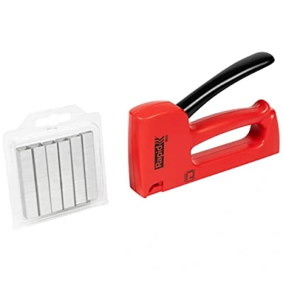 Image of Rapid Light Duty Manual Staple Gun R53 with 1068 No.53 Staples Included, Upholstery Tacker Ergonomic Handle and All Steel Interior Wear Parts, Made in Sweden (20443852), Red