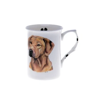 Image of (BB50) SINGLE BONE China BEAKER/ MUG/CUP RHODESIAN RIDGEBACK, Hand decorated Kirsty Jayne