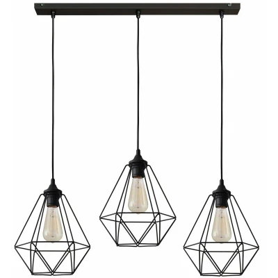 Image of Karo Straight Bar Pendant Ceiling Light Black 78cm