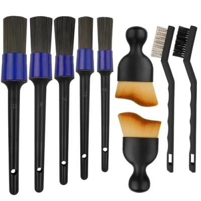 Image of SUJAHHUJIQ Car Detailing Brushes Set, 9 Pcs Interior Cleaning Brush Kit, Soft bristles, Non Scratch, for Interior, Exterior, Air Vents of