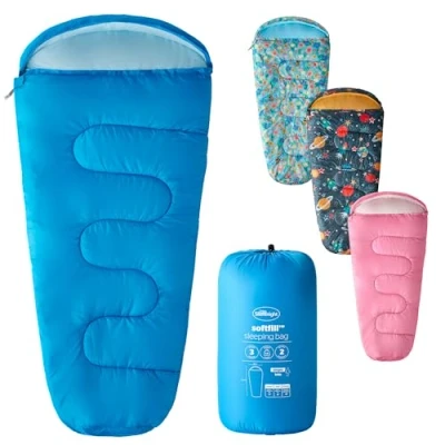 Image of Silentnight Kids Sleeping Bag Girls Boys 3 Season Mummy Ideal for Spring and Summer with Soft Touch Warm Cosy Fabric Fibres Machine Washable 165 x 82cm Blue