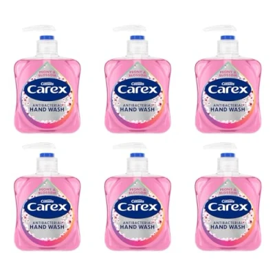 Image of Carex 2 Hour Protection Antibacterial Peony and Blossom Hand Wash, Clean &amp; Protect Hands, Bulk Buy, Pack of 6 x 250ml