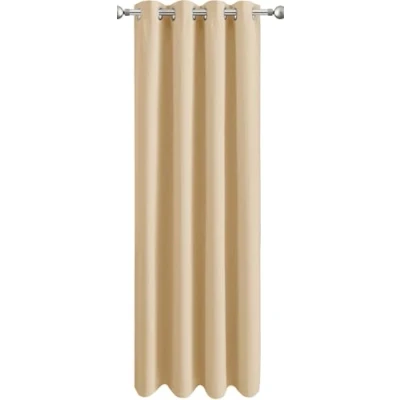 Image of Aspire Homeware Cream Blackout Curtain for Living Room Bedroom Eyelet Door 66x84 inch Drop Thermal Insulated Super Soft Single Drapes with Tieback 1 Panel