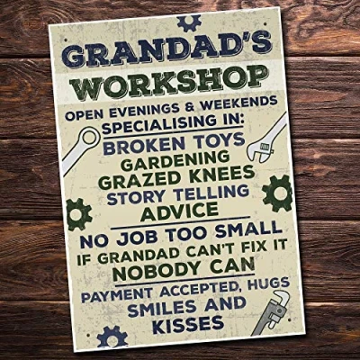 Image of RED OCEAN Grandad&#039;s Workshop Hanging Wall Plaque Man Cave Den Shed Door Sign Gifts For Him
