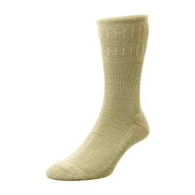 Image of 1 Pair Oatmeal Cushioned Sole Wool Softop Socks Men&#039;s 6 11 Mens HJ Hall