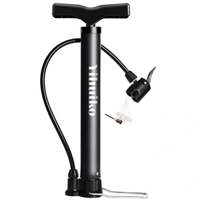 Image of High Pressure Bike Floor Pump, Portable Bicycle Air Pump 120PSI with Presta &amp;Schrader Valves, Ball Needle, inflatable toys Nozzles for Basketball