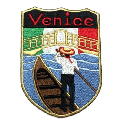 Image of Venice Italy Patch (85 mm) Embroidered Iron/Sew on Badge Gondola Applique Travel Souvenir