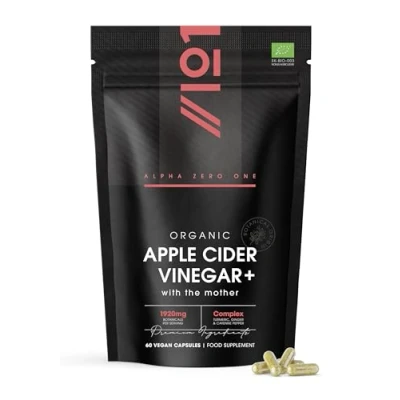 Image of Organic Apple Cider Vinegar 1280mg with Turmeric, Ginger &amp; Cayenne Pepper Raw Unfiltered The Mother, Keto Diet, 60 Vegan Capsules