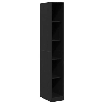 Image of vidaXL Modern Black Oak Wardrobe Set Engineered Wood, Sleek Finish, Sturdy Construction, Bedroom/Living Room, 2 Pieces