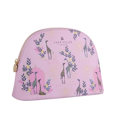 Image of Sara Miller Savannah Medium Cosmetic Bag Pink Personalised Make Up Or Gym Travel Size &amp; Vegan Friendly Beauty Gift For Women Stocking Filler