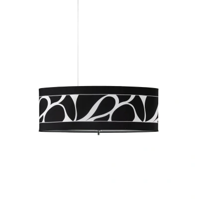 Image of Manhattan Linear Pendant Large 3 Light L1, SGU10, Polished Chrome, Frosted Glass With Black Patterned Shade