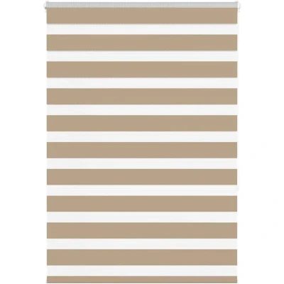 Image of vidaXL Zebra Blind Sand Brown 115x150 cm Fabric Width 110.9 Polyester