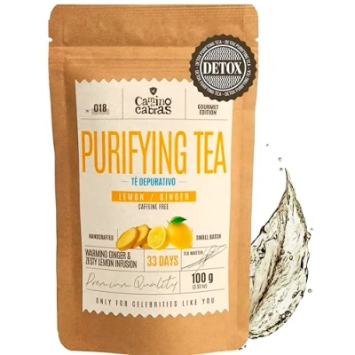 Image of DETOX Tea Lemon and Ginger with Green Loose Leaf, Dandelion, Lemongrass, Nettle, Hibuscus, Horsetail Immune Support &amp; Winter Antioxidant Herbal Tea, 100g