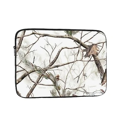 Image of White Trees Camo Printed Laptop Sleeve For 15 Inch Laptop, Shockproof Oxford Fabric Protective Case Bag