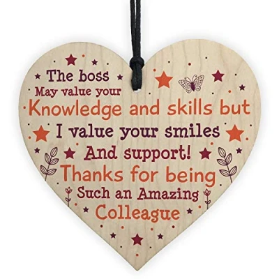Image of RED OCEAN Colleague Leaving Job Gift Novelty Hanging Heart Plaque Work Friend Retirement Thank You Gifts