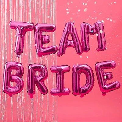 Image of Ginger Ray Hot Pink Team Bride Hen Party Balloon Bunting No Helium Needed