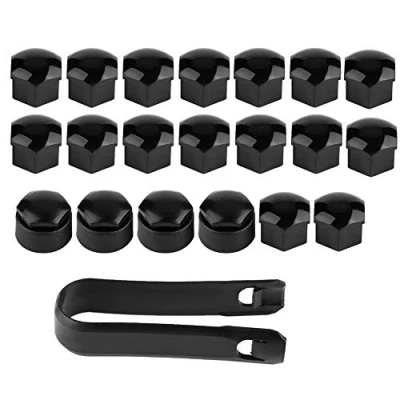 Image of Screw On Lug Nut Covers Caps,20pcs Car Hub Cover 17mm Wheel Auto Protection Anti theft Cap (Black)