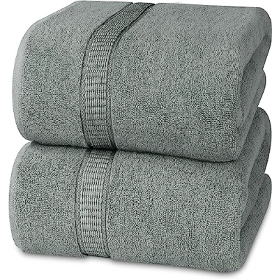 Image of Utopia Towels Premium Jumbo Bath Sheet (90 x 180 cm, 8 Pack) 100% Ring Spun Cotton Highly Absorbent and Quick Dry Extra Large Super Soft Hotel Quality Towel (Cool Grey)