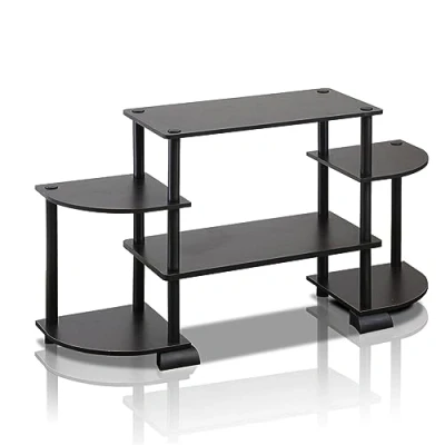 Image of FURINNO Toolless TV Stands, Wood, Espresso and Black, one size, 105.41 (W) x 58.04 (H) 29.46 (D) cm