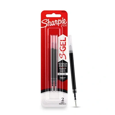 Image of SHARPIE Black Colour Gel Pen Set for Students Water Proof ink Smooth &amp; Comfortable Writing Experience Office Stationery Refill 0.7mm Pack of 2