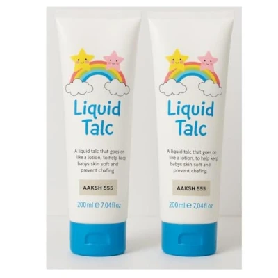 Image of PACK OF 2 Liquid Talc Bundle 200ml Tubes A That Goes On Like Lotion. Keeps Babys Skin Soft and Prevents Chafing Protects Sensitive PERFECT FOR EVERYDAY USE[DEVELOPED IN THE UK]