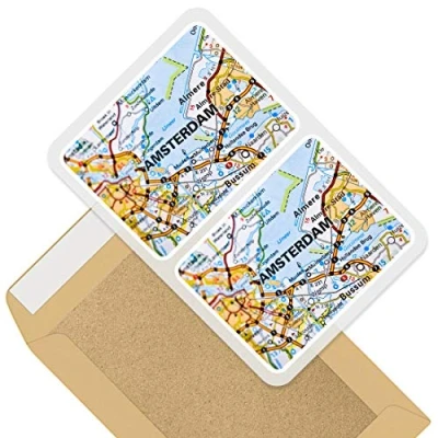 Image of Rectangle Stickers (Set of 2) 10cm Amsterdam City Netherlands Travel Map Decals for Laptops,Tablets,Luggage,Scrap Booking,Fridges, 44092
