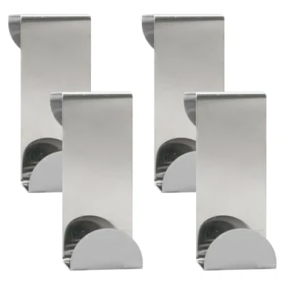 Image of Luckious 4PCS Over The Door Hook for Door, Bathroom Stainless Steel Versatile Coat Hooks, Hangers, Reversible Cupboard and Drawer Kitchen, Bedroom, Office