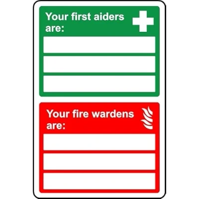 Image of You First aiders are Blank fire Wardens Safety Sign Self Adhesive Sticker (300mm x 200mm)