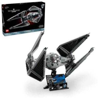 Image of LEGO Star Wars Ultimate Collector Series TIE Interceptor Model Building Set, Collectible with Pilot Minifigure, Creative Build and Display Starfighter Set for Adults UCS Fans, 75382