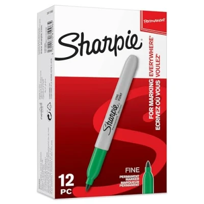 Image of Sharpie Permanent Markers, Fine Point, Green,12 Count