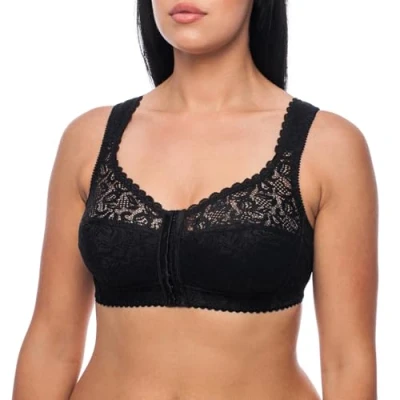 Image of frugue Front Fastening Non Wired Wireless Support Bra Black 52 J