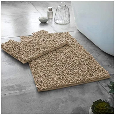 Image of Gaveno Cavailia Super Absorbent Loop Bath Set, Chenille, Natural, 75 x 50