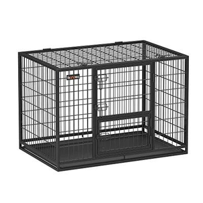 Image of Feandrea Heavy Duty Dog Crate, Cage, 107 x 70 74.9 cm, for Large and Medium Dogs, Double Removable Door, Easy Cleaning, Pet XL, Black PPD001B01