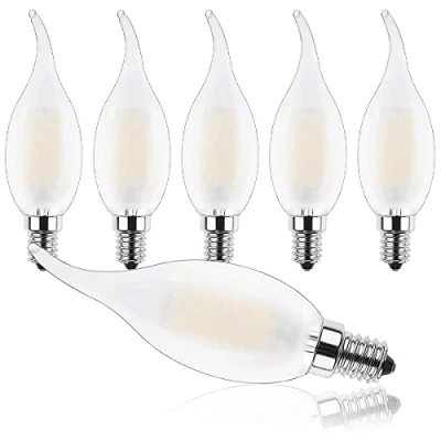 Image of ProCrus E14 LED Filament Candle Light Bulb,4W Flame Tip LED,4W C35 Small Edison Screw Candelabra SES Bulb,40W Incandescent Bulb Equivalent,400LM,Warm White 2700K,Non Dimmable,6 Pack,Energy Class F