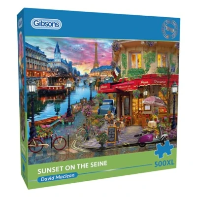 Image of Sunset on the Seine 500XL Piece Jigsaw Puzzle Paris Extra Large for Adults Premium 100% Recycled Board Great Gift Gibsons Games