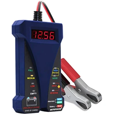 Image of MOTOPOWER MP0514B 12V Digital Battery Tester Voltmeter and Alternator Charging System Analyzer with LCD Display LED Indication Blue Rubber Paint