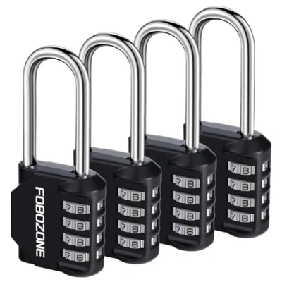 Image of Combination Lock, FOBOZONE 4 Digit Outdoor Waterproof Resettable Code Padlock,for Gym Locker, Cabinet,Shed, Hasp,Gate, Tool Box,School Locker Lock (L Black Pack)