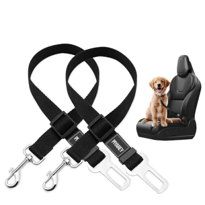 Image of Dog Seat Belt For dogs in Car Adjustable Belts Harness Seatbelt Safety Lead Vehicle Travelling Leash Cat and Pet (SMALL)(BLACK &amp; BLACK (2 PACK))