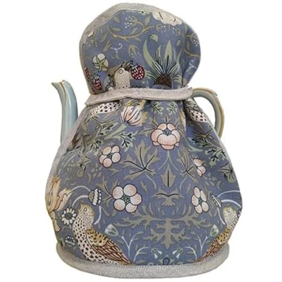 Image of William Morris Strawberry Thief Blue Victorian Tea Cosy