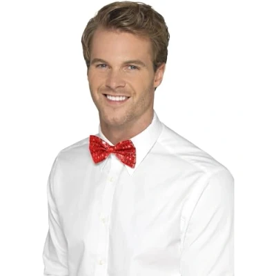 Image of Smiffys Sequin Bow Tie, Red , Party &amp; Carnival Fancy Dress, Comedy Dress Up Accessories