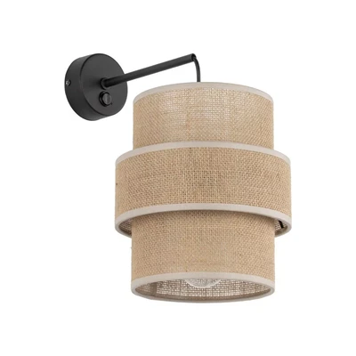 Image of TK Lighting Calisto wall light, Jute, natural brown, switch