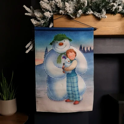 Image of Battery Operated 60cm x 40cm Light up The Snowman and Snowdog Hanging Christmas Wall Art