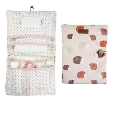 Image of HAMUR HOME Diaper Bag Organizer And Cosmetic 2in1 Small For On The Go Mom&#039;s Diapers Cream Wipes Baby (Urchin)